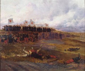 Brancarddragers op het slagveld tijdens het Beleg van Parijs